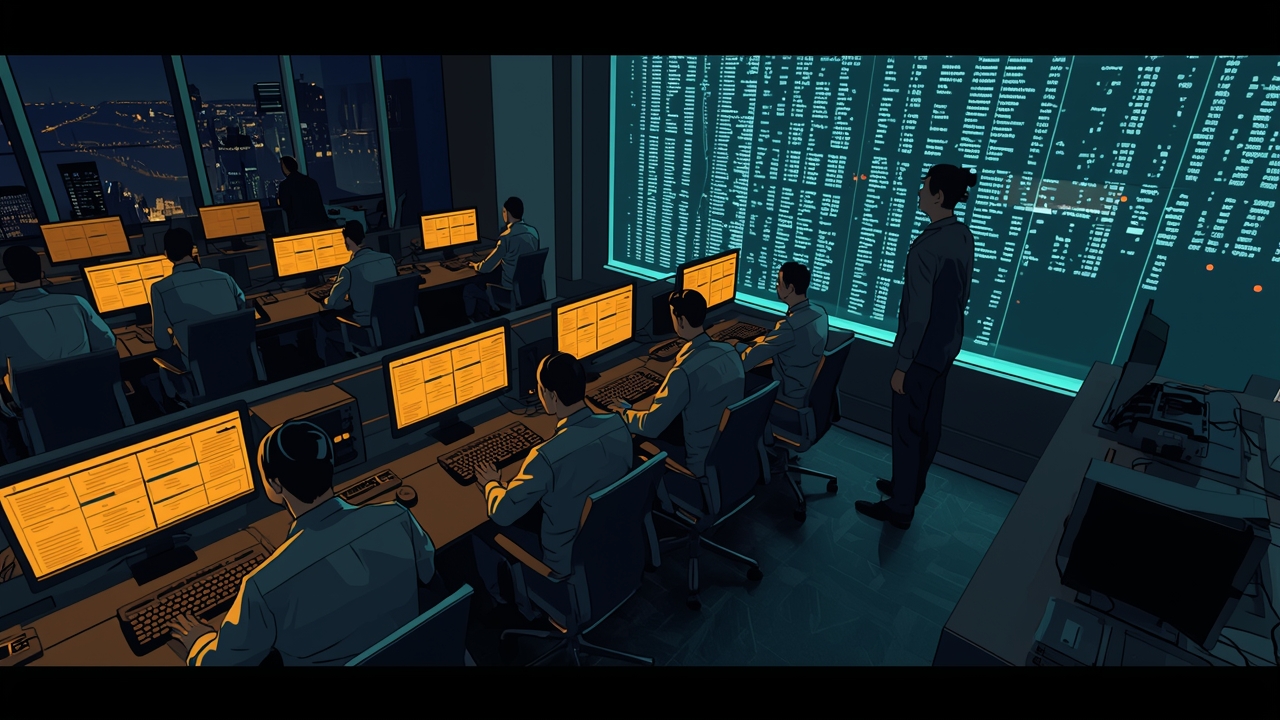 Technicians track DNS shifts at network hub